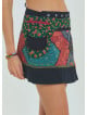 Snap Front Pocket Patchwork Wrapped Black Ethnic Skirt 4686